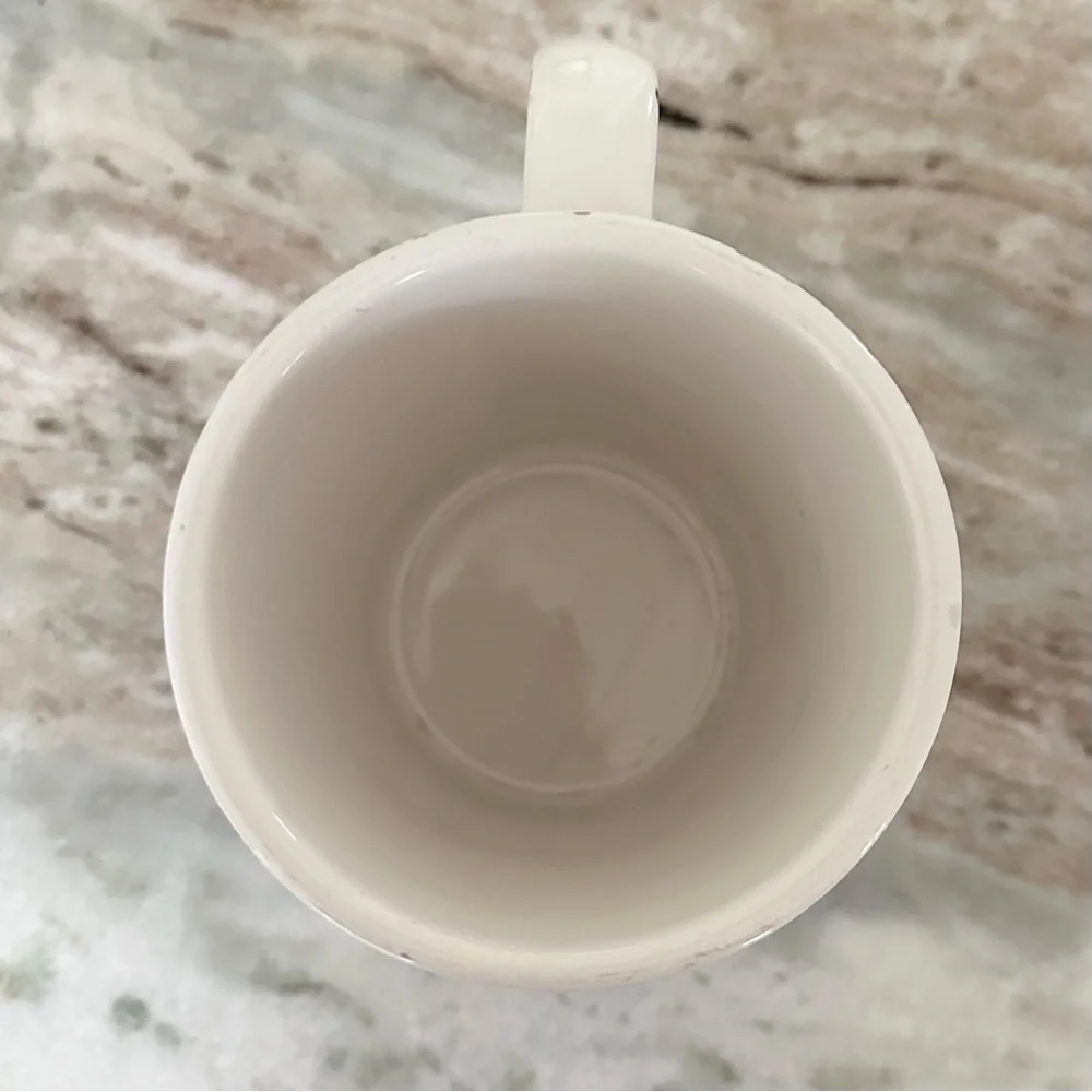 Pier 1 White and Grey Checkered Plaid Ironstone China Mug